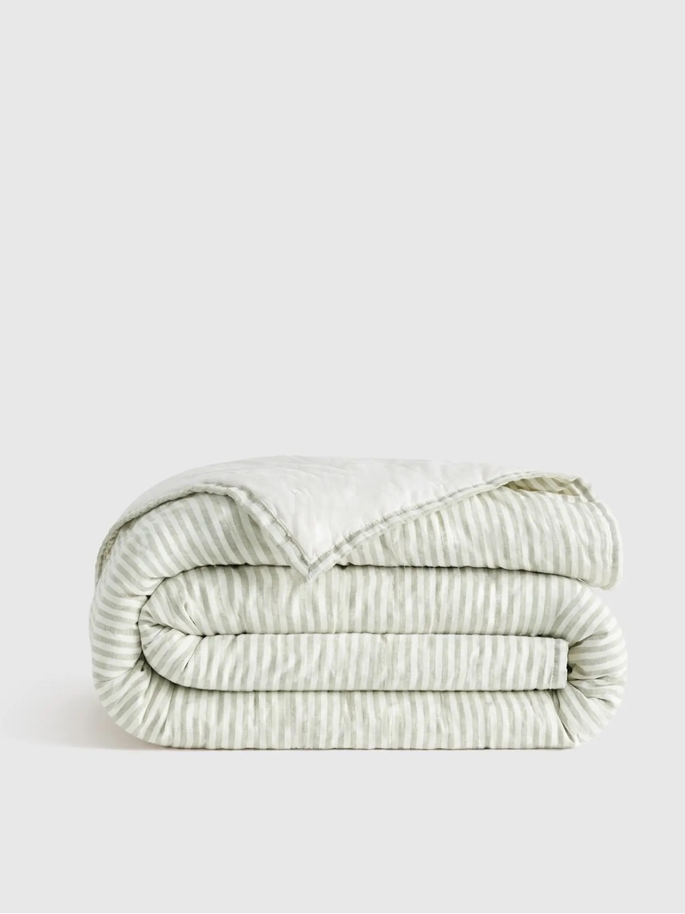 New Quince QUEEN European Linen Stripe Quilt Willowleaf $190 PRICED TO SELL